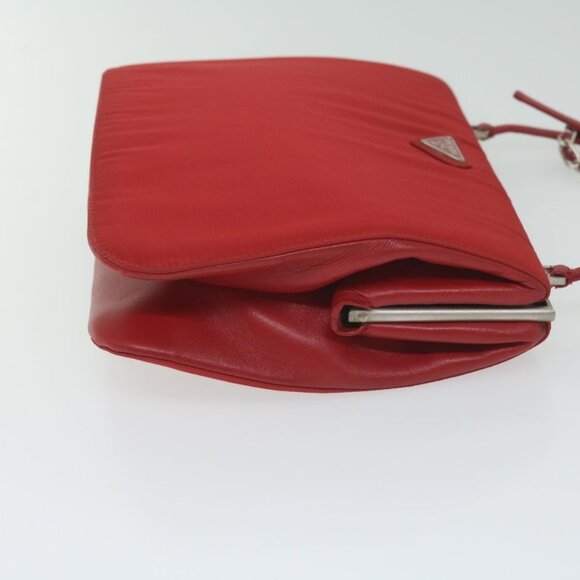 PRADA Chain Shoulder Bag Nylon Red Auth - Picture 9 of 14